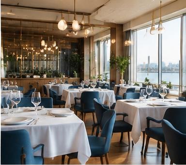 AI-generated restaurant dining room for a hospitality promotion